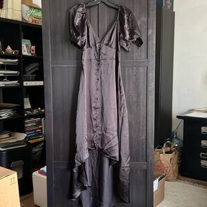 Faux silk black gown